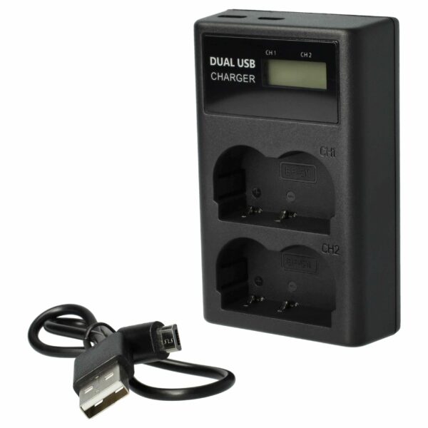 Carregador de Bateria Micro-USB + USB-C com Cabo para Canon IXY 50MC 8.4V