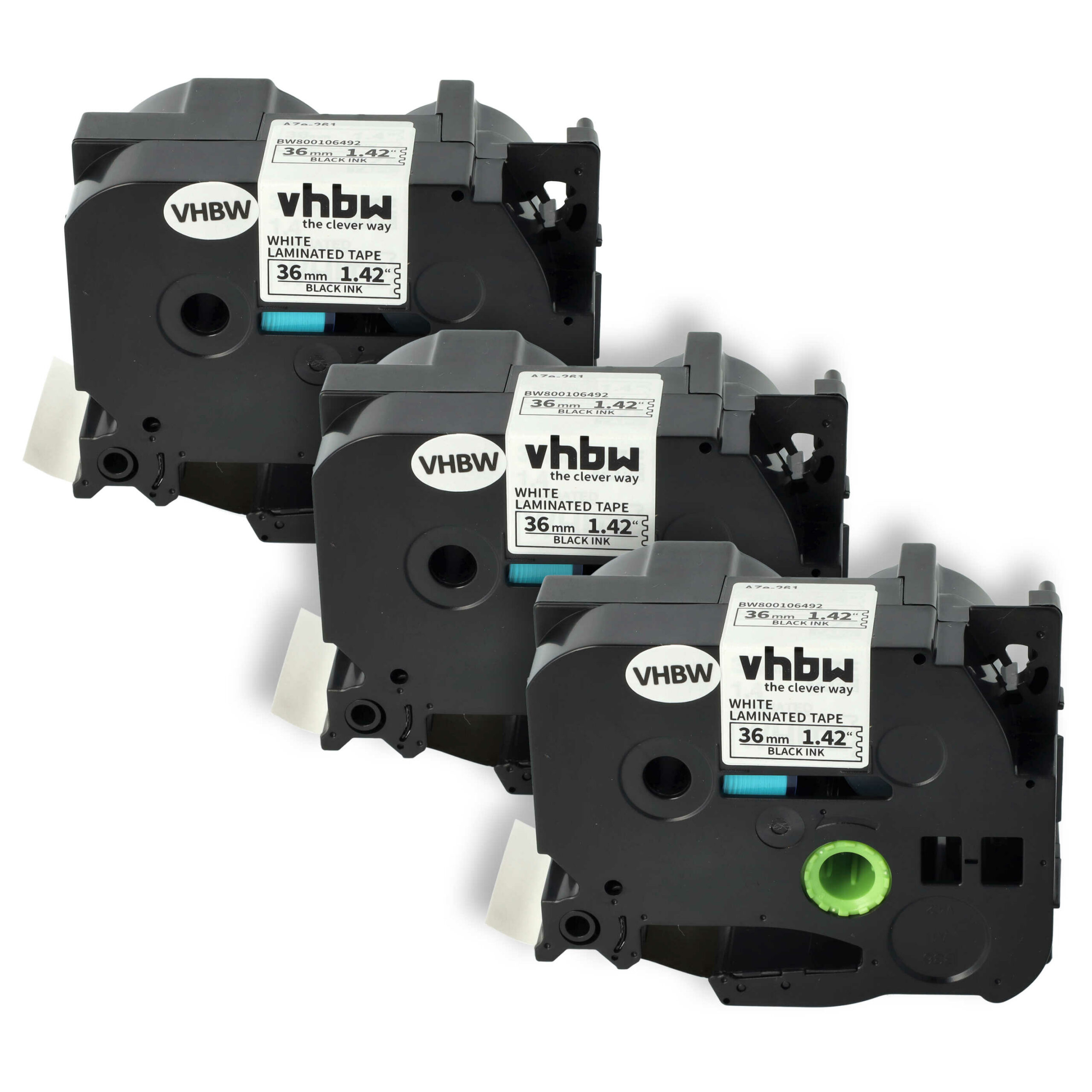 3x Fita de Etiquetas Compatível com Brother TZ-261, TZE-261 - 36 mm Preto sobre Branco