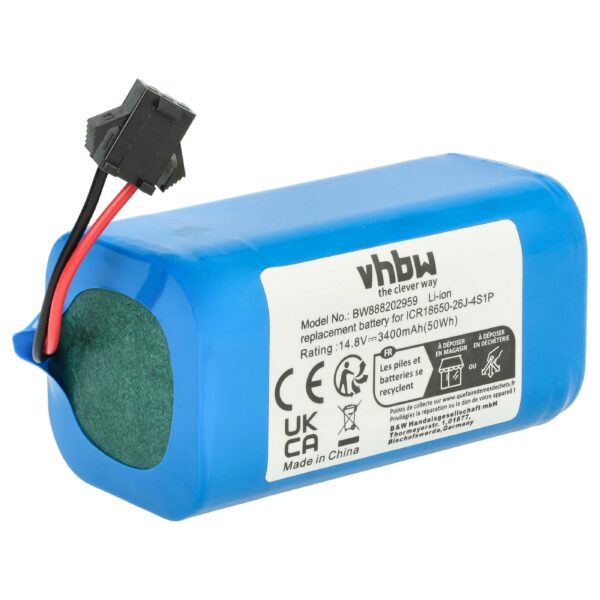 Bateria vhbw 3400mAh 14.8V Li-Ion para Eufy, Shark, Cecotec e Robôs de Limpeza
