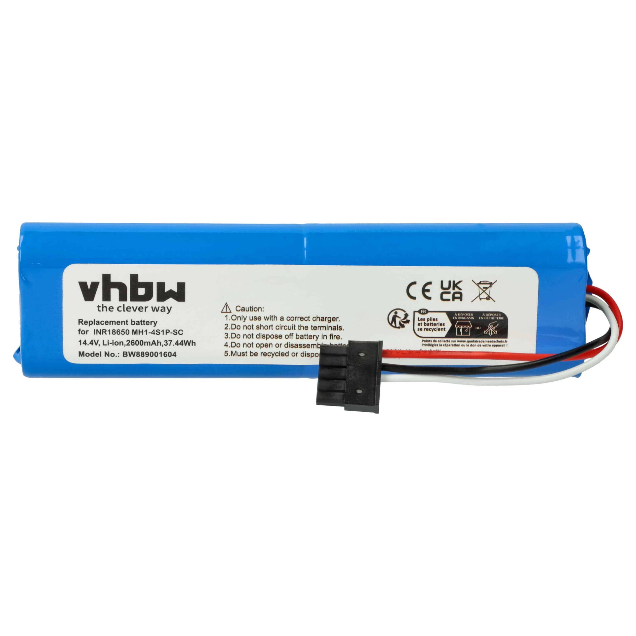 Bateria vhbw 2600mAh 14.4V Li-Ion para Proscenic M6 Pro, Xiaomi Mi Mop Pro e Robôs de Limpeza