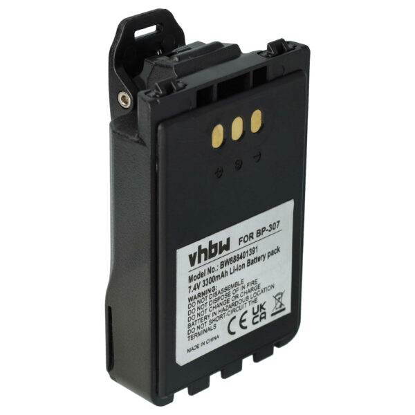 Bateria vhbw para Icom BP-307 - 3300 mAh 7.4 V Li-Ion com Clip de Cintura