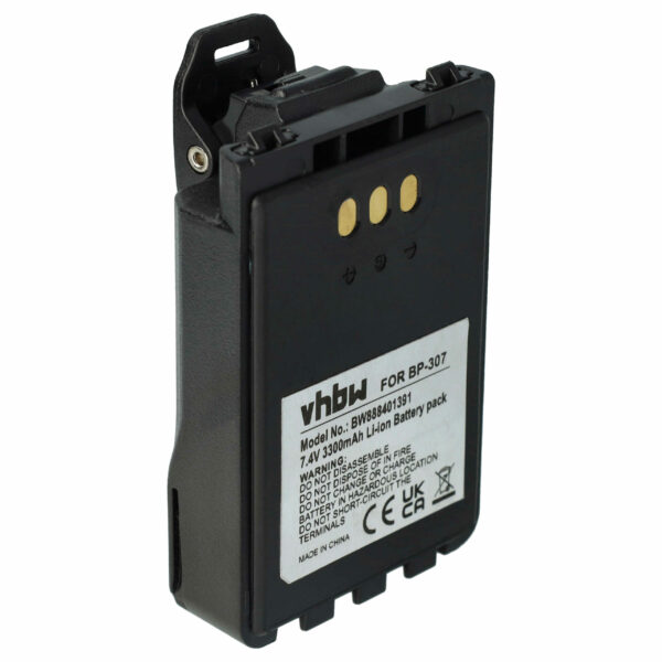 Bateria vhbw para Icom BP-307 - 3300 mAh 7.4 V Li-Ion com Clip de Cintura