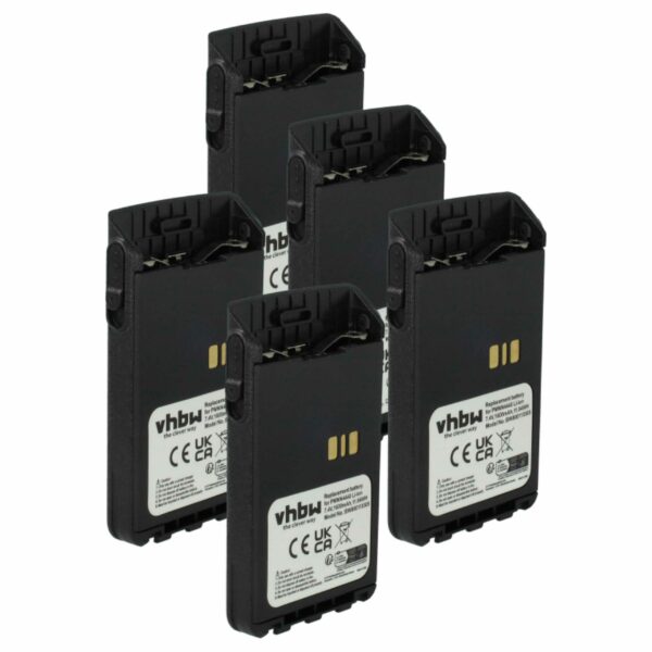 Bateria vhbw 5x para Motorola PMNN4511A, PMNN4440, PMNN4502A - 1600 mAh 7.4 V Li-Ion
