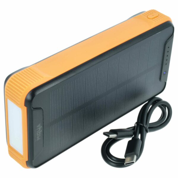 Bateria Externa 20000 mAh com Carregamento Solar - vhbw para Apple, Samsung e outros