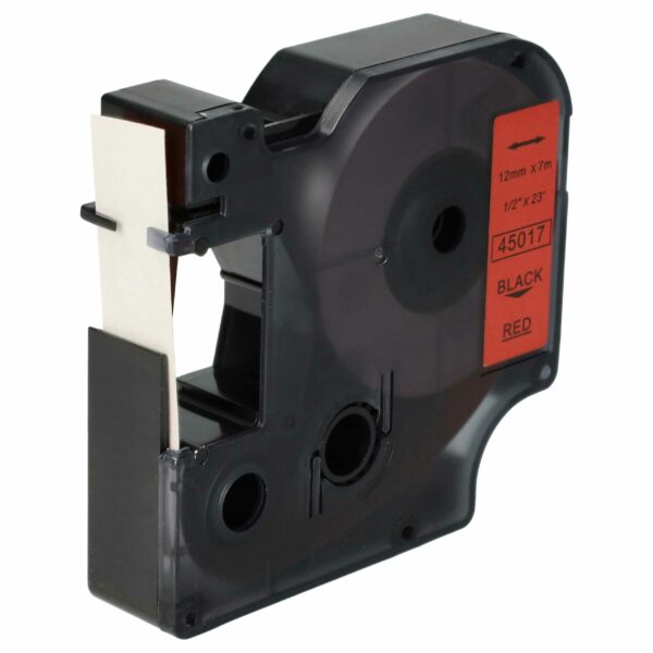 Fita de Etiquetas Compatível com Dymo 45017, D1 - 12 mm Preto sobre Vermelho