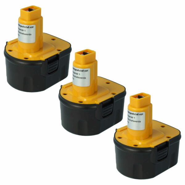 Pack 3 Baterias vhbw 12V 2000 mAh NiMH compatível com Black & Decker A9252