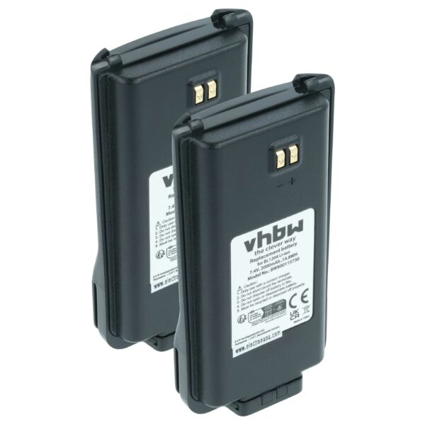 Bateria 2x para Rádio Hytera BL2001, BL1204 - 2000 mAh 7.4 V Li-Ion vhbw