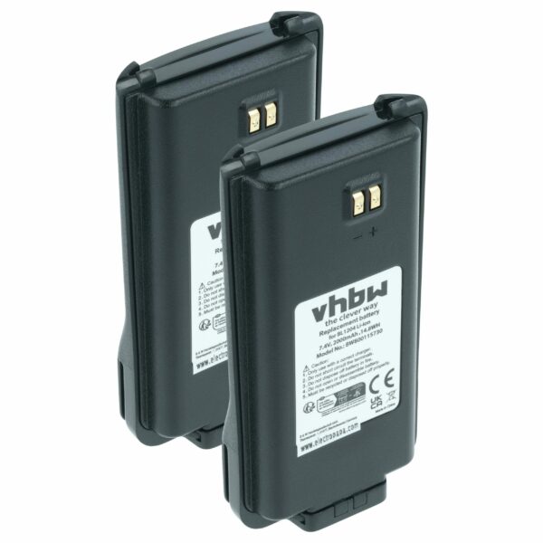 Bateria 2x para Rádio Hytera BL2001, BL1204 - 2000 mAh 7.4 V Li-Ion vhbw