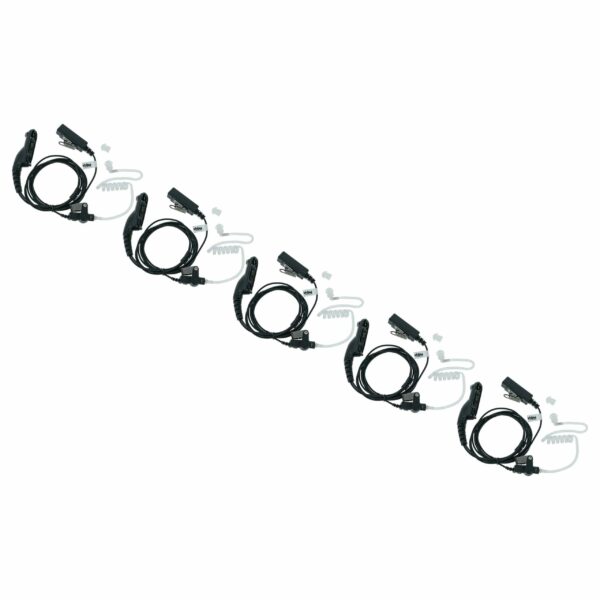 Auricular de Segurança vhbw para Motorola XiR P8200 - com Microfone PTT, Clip e Cabo Fónico (Pack 5x)