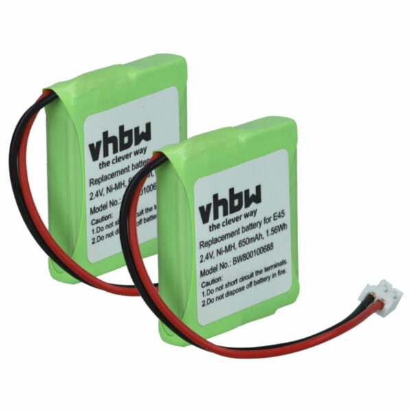 2x Bateria vhbw S30852-D1751-X1 para telefone fixo Swisscom - 650 mAh 2.4 V NiMH