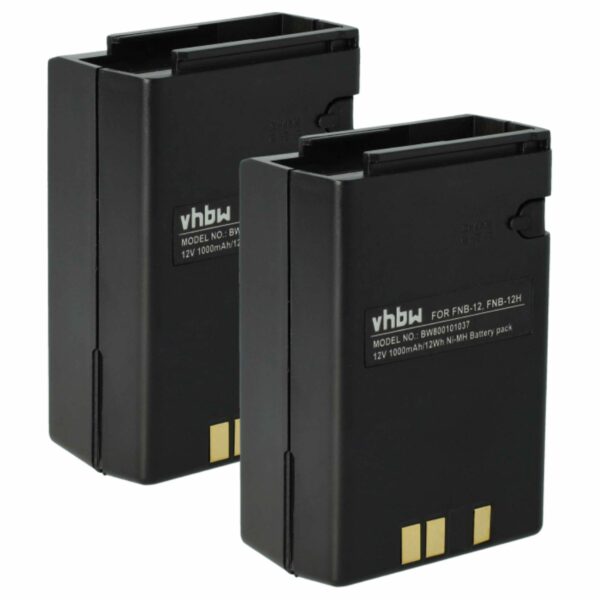 2x Bateria para Rádio Yaesu Vertex FNB-14, FNB-14H, FNB-12, FNB-12H, FNB-10, FNB-10H - 1000 mAh 12 V NiMH