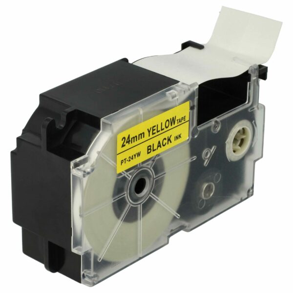 Fita de Etiquetas vhbw compatível com Casio XR-24YW1, XR-24YW - 24 mm Preto sobre Amarelo