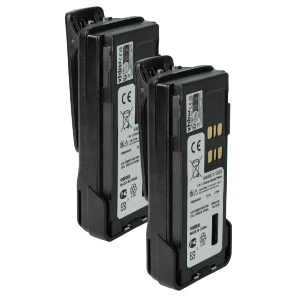 Bateria para Rádio Motorola vhbw - 2x 2600 mAh 7.4V Li-Ion com Clip de Cintura