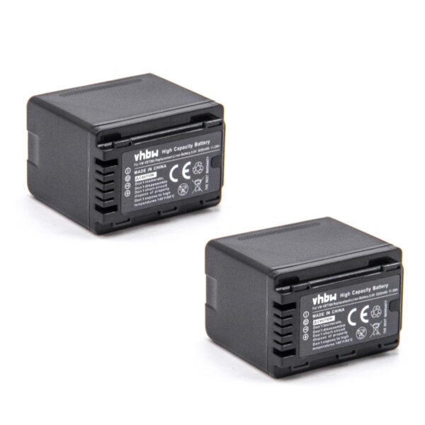 Bateria vhbw 2x para Panasonic VW-VBK180, VW-VBK360, VW-VBT380, VW-VBT190 - 3200 mAh 3.6V Li-Ion