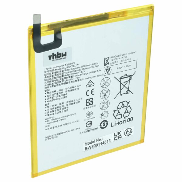 Bateria vhbw para Huawei HB2899C0ECW - 5100 mAh 3.82 V Li-polymer