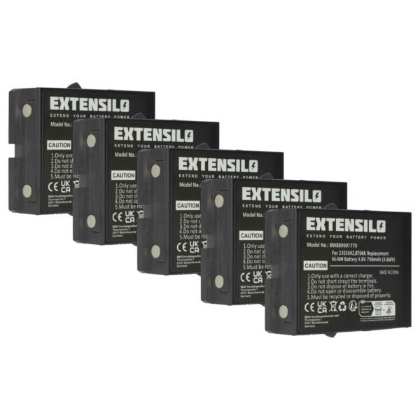 5x Bateria de Substituição EXTENSILO para Comando Danfoss BT06K, 2303692 - 750 mAh