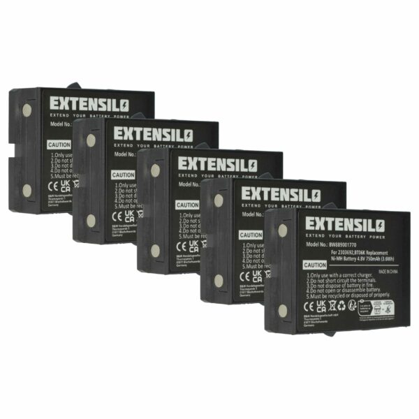 5x Bateria de Substituição EXTENSILO para Comando Danfoss BT06K, 2303692 - 750 mAh