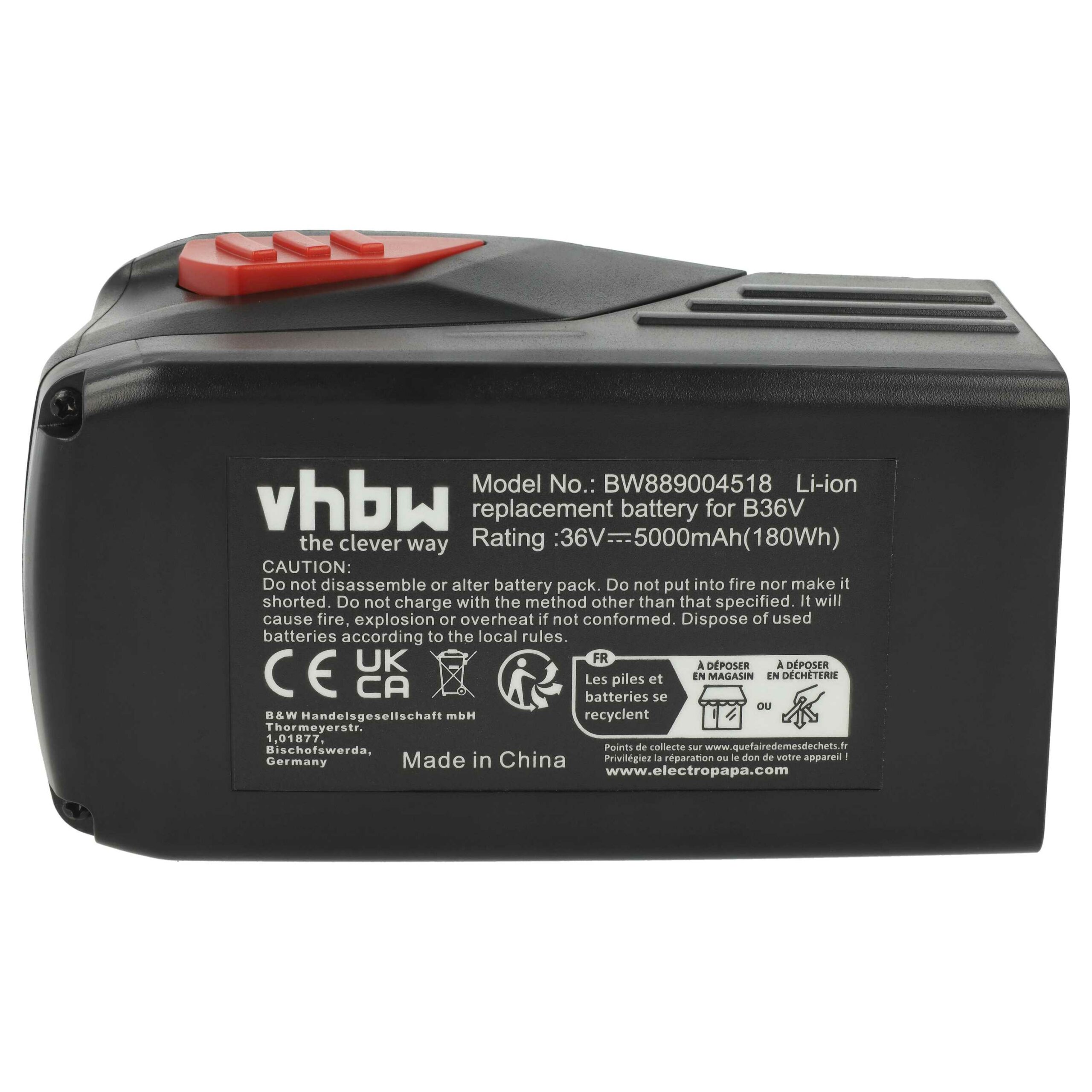 Pack de 3 Baterias vhbw 36V 5000 mAh para Ferramentas Hilti B36, B36V - Image 4