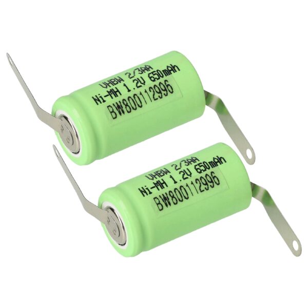 Bateria recarregável vhbw 2/3AA NiMH 650 mAh 1.2V para modelismo (pack de 2)