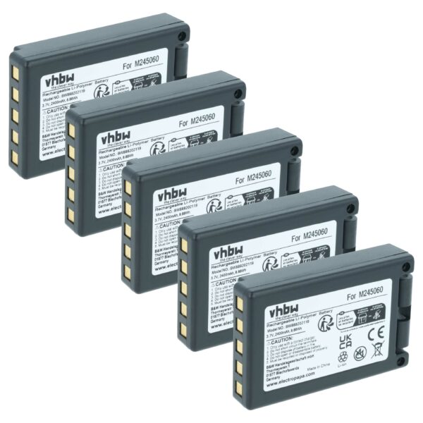 Pack 5 Baterias vhbw Compatíveis com Teleradio M245060, 22.381.2, D00004-02 - 2400 mAh