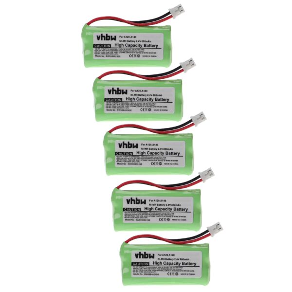 5x Bateria NiMH 2.4V 800 mAh para Telefone Fixo T-Com - Compatível 55AAAHR2BMX, 220436C1, 41AAAH2BMX, 220382C1