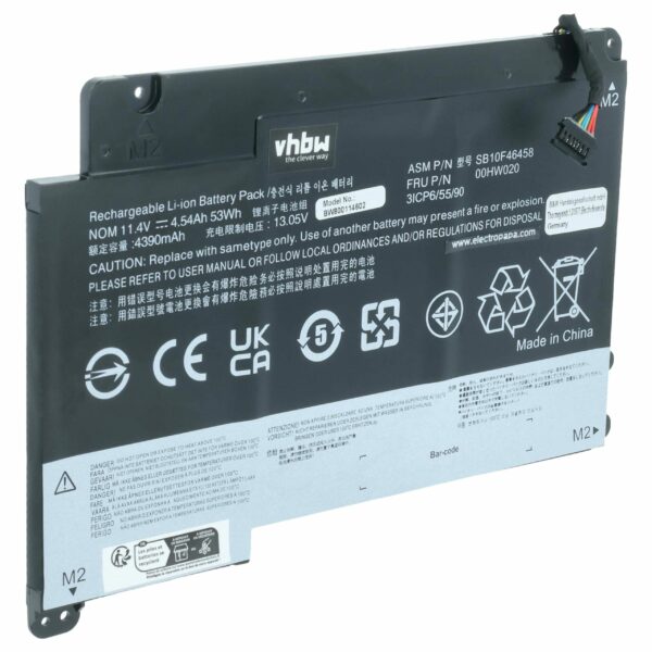 Bateria para Lenovo vhbw 00HW021, SB10F46458 - 4200 mAh 11.4 V Li-polymer