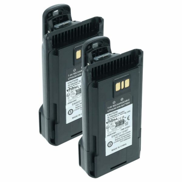 Bateria vhbw 2600 mAh 7.4V Li-Ion para Rádios Motorola e Yaesu Vertex - 2 Unidades com Clip de Cinto
