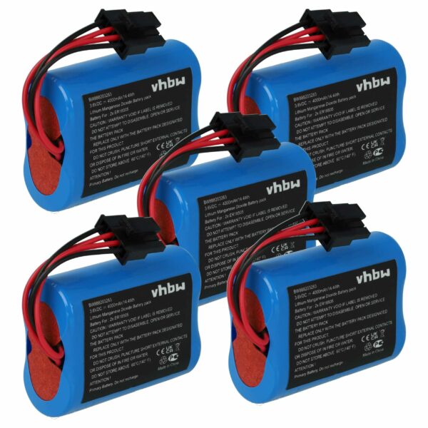 Bateria vhbw 103-304742-2 para Sistemas de Alarme Visonic - 4000 mAh 3.6V Li-SOCl2 (Pack 5)