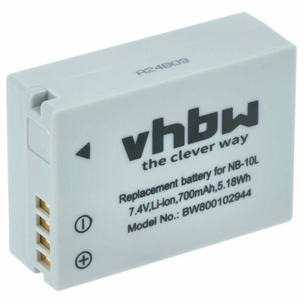 Bateria vhbw para Canon NB-10L - 700mAh, 7.4V, Li-Ion