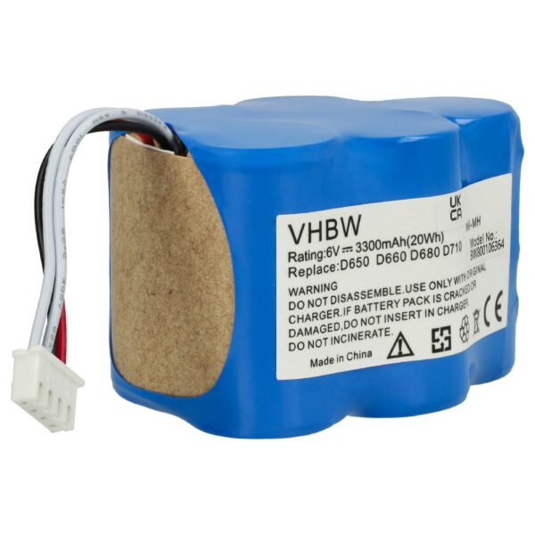 Bateria vhbw 3300mAh 6V NiMH para Hoover, Ecovacs e Robôs de Limpeza - Substitui 945-0005, 945-0006, 205-0001, 945-0024, LP43SC3300P5