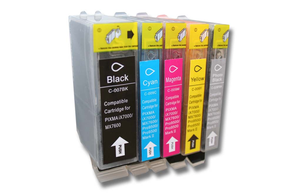 Conjunto de 5 Tinteiros vhbw para Canon IX7000 (Preto, Ciano, Magenta, Amarelo e Preto Fotográfico)