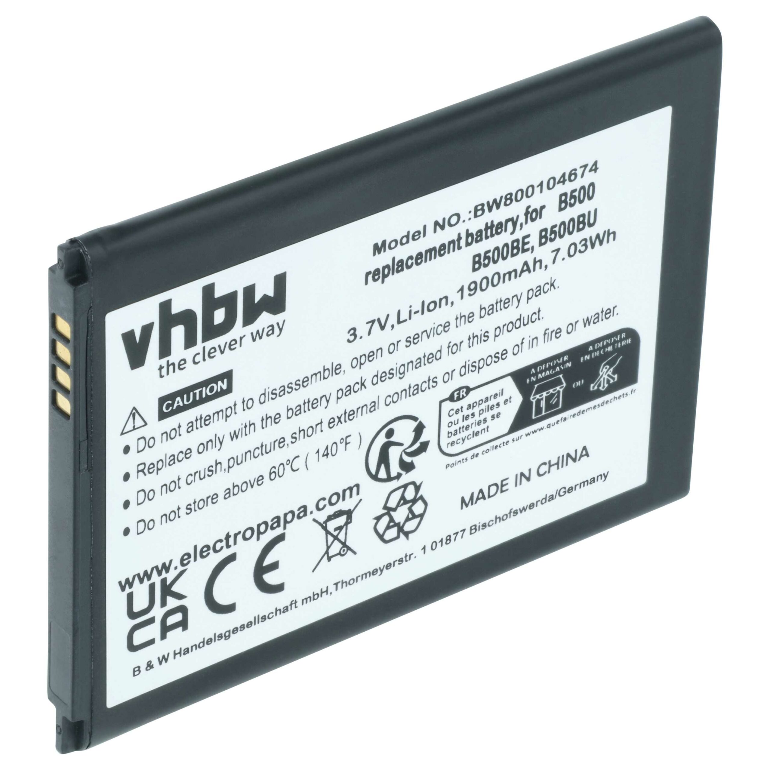 Bateria vhbw para Samsung B500BE, B500, B500BU - 1900 mAh 3.7 V Li-Ion