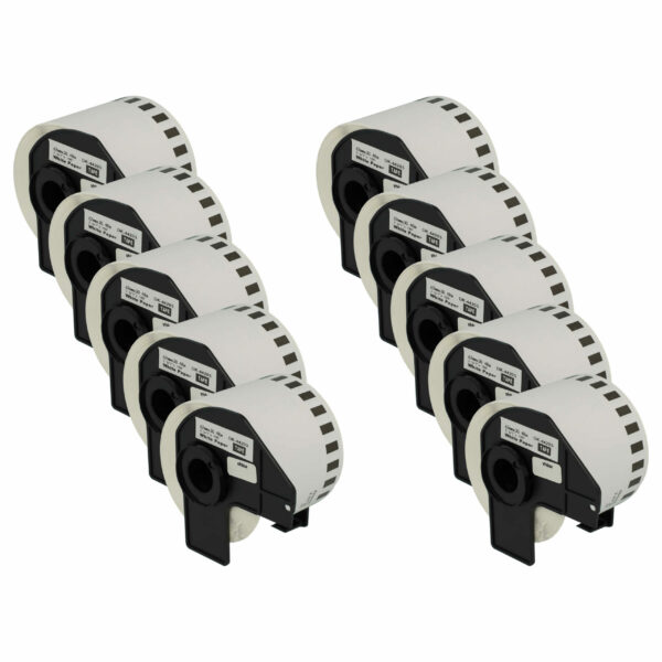 10x Rolo de Etiquetas Substituição Brother DK-44205 Premium 62 mm x 30,48 m + Suporte