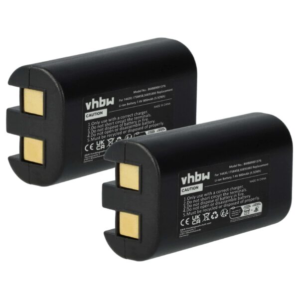 Baterias vhbw para impressora 3M / Dymo (2x 800 mAh, 7.4 V, Li-Ion)