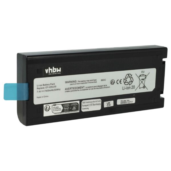 Bateria para Portátil vhbw para Panasonic CF-VZSU30B / CF-VZSU30 - 7400 mAh 7.4 V