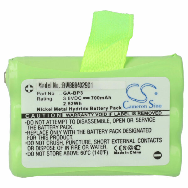 Bateria vhbw GA-BP3 para Rádios Cobra/Switel/Doro - 700 mAh 3.6V NiMH