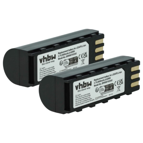 2x Baterias vhbw para Leuze 50120448 / Symbol Barcode Scanner - 2600 mAh 3.7 V