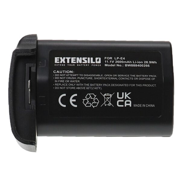 Bateria compatível com Canon LP-E4N, LP-E4 - 2600mAh, 11.1V, Li-Ion EXTENSILO