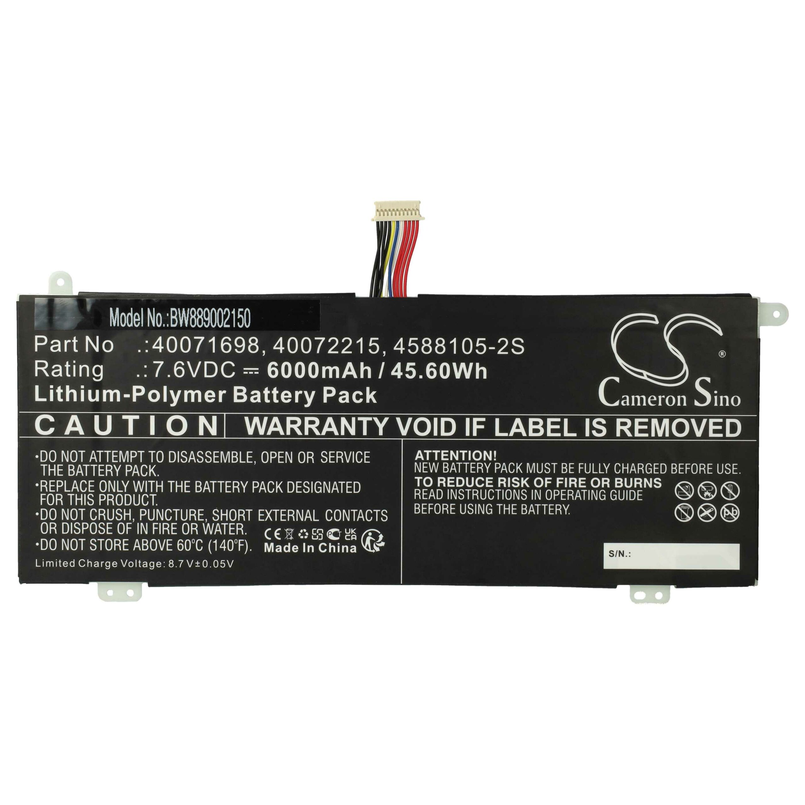 Bateria para Portátil Medion/Dynabook vhbw - 6000 mAh 7.6V Li-Polymer
