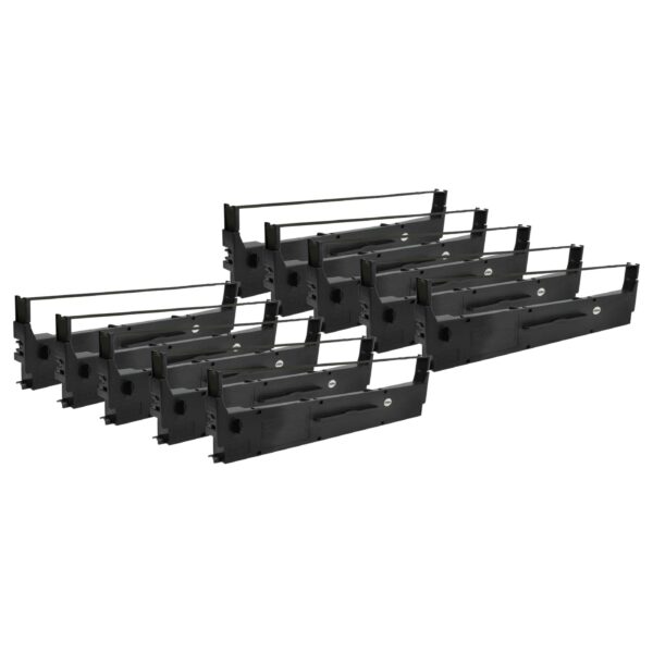 Pack 10x Fita de Tinta compatível Epson C13S015637 para Impressora Matricial e Recibos - Preta
