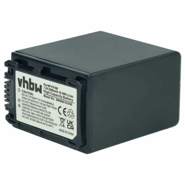 Bateria vhbw para Câmara Sony - Substitui NP-FV40, NP-FV50, NP-FV100, NP-FV60, NP-FV30 - 2200 mAh 7.2 V