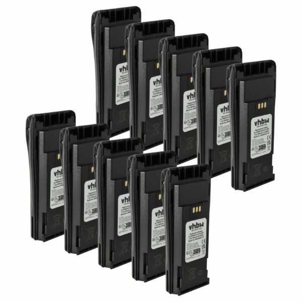 Bateria vhbw 10x para Rádio Motorola NNTN4497, NNTN4496AR, NNTN4496 - 1400 mAh 7.2V NiMH com Clip