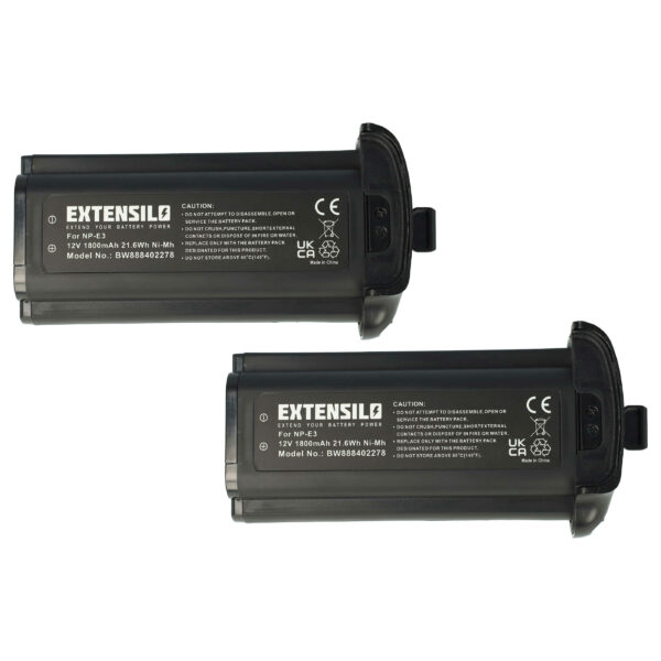 2x Bateria EXTENSILO compatível Canon NP-E3 - 1800mAh, 12V, NiMH