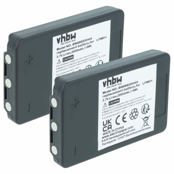 2x Bateria de Substituição vhbw para Telecomando Autec MHM03, LPM01LI, LPM01 - 2000 mAh
