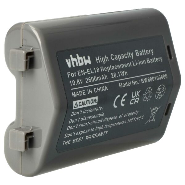 Bateria vhbw para Nikon EN-EL18 - 2600mAh, 10.8V Li-Ion