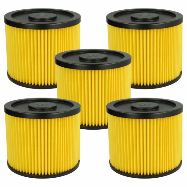 5x Filtro de Cartucho vhbw compatível com Einhell 23.511.10 para Aspirador Basic, amarelo