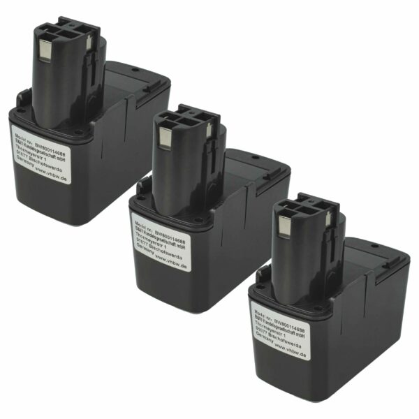 3x Bateria vhbw 12V 1500 mAh NiMH para Bosch 2607335055, 2607335054