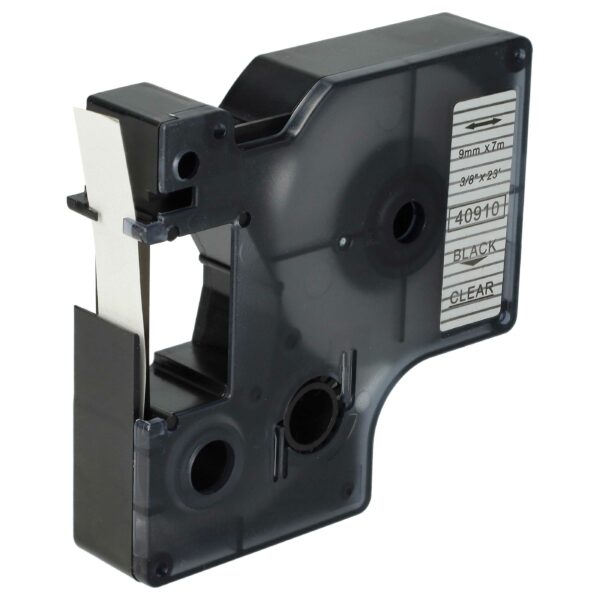 Fita de Etiquetas compatível com Dymo D1 40910 - 9 mm Preto sobre Transparente