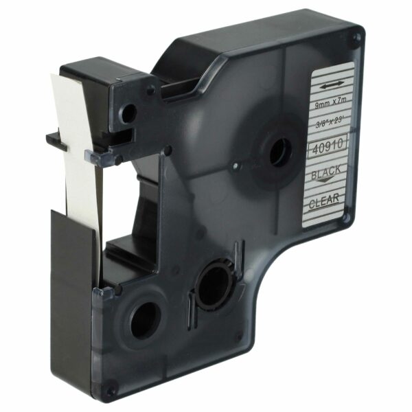 Fita de Etiquetas compatível com Dymo D1 40910 - 9 mm Preto sobre Transparente
