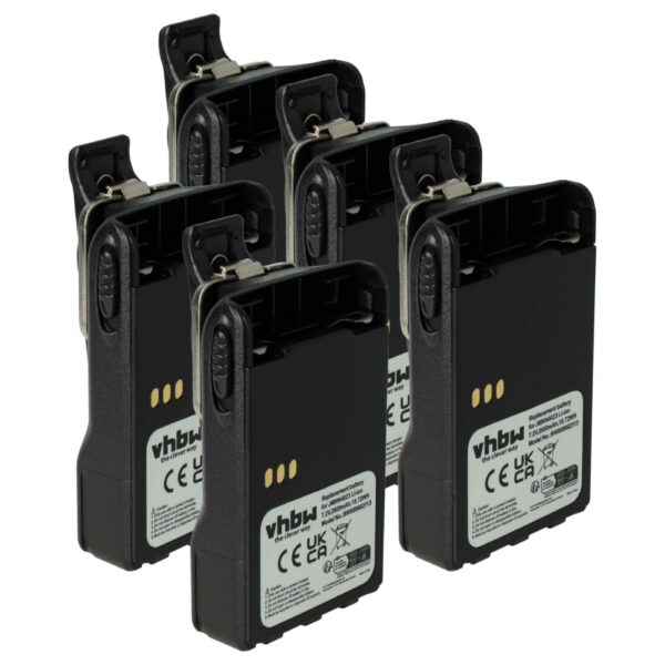 Bateria vhbw para Rádio Motorola - 2600 mAh 7.2V Li-Ion com Clip de Cinto (Pack 5x)
